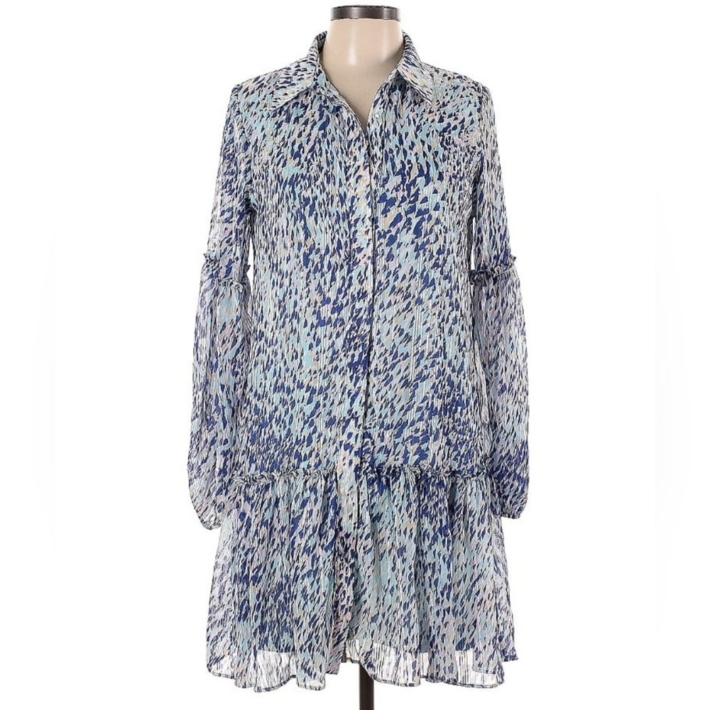 Laundry By Shelli Segal Long Sleeve Dress in Blue Pattern Size 10